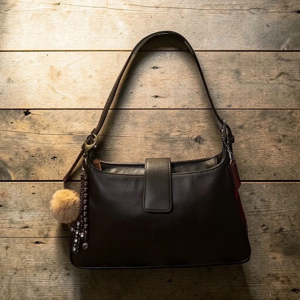 Coach 2005 Legacy Hampton Dark Brown Leather Handbag Shoulder Bag Satchel